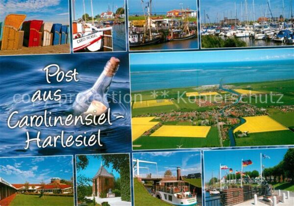 Carolinensiel-Harlesiel Ostfriesland Strandkörbe Hafen Flaschenpost Touriste
