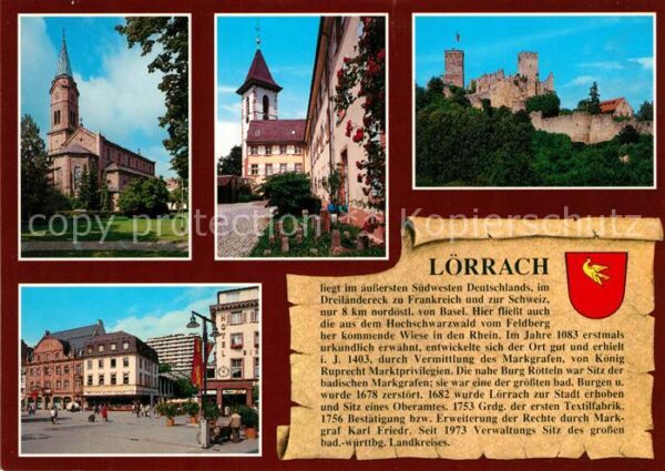 Loerrach Marktplatz Kirche Burg Rötteln