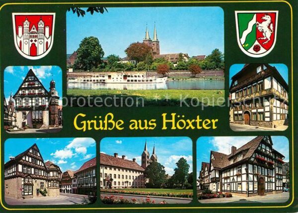 Hoexter Weser Panorama Fachwerkhäuser