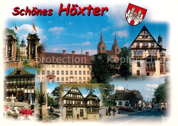 Hoexter Weser Schloss Kirche Fachwerkhäuser Strassenp