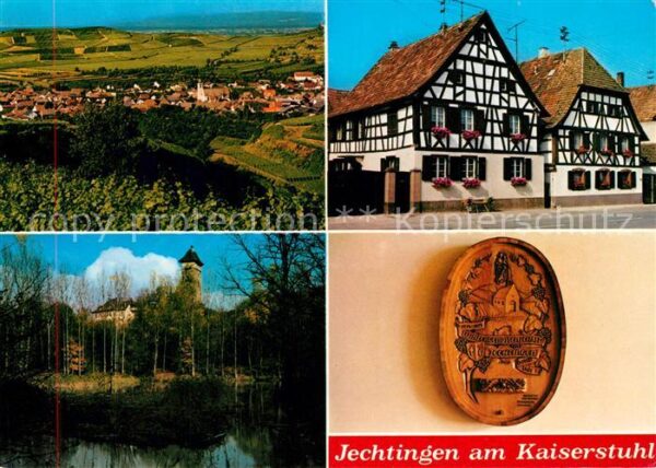 Jechtingen Panorama Fachwerkhäuser Wandteller