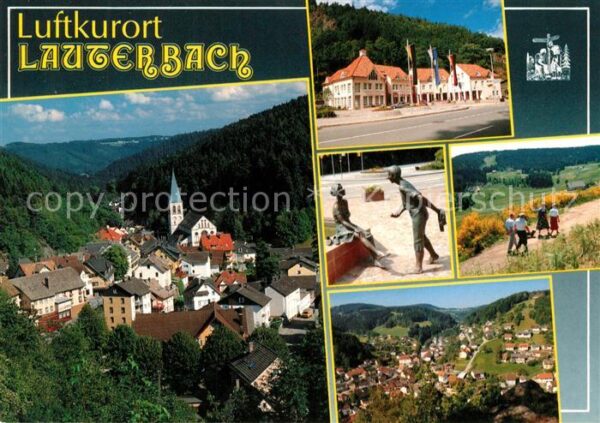 Lauterbach Schwarzwald Ortsansicht Strassenpartie Skulptur Pan
