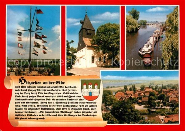 Hitzacker Elbe Flaggenmast Kirche Frachtschiffe Panora