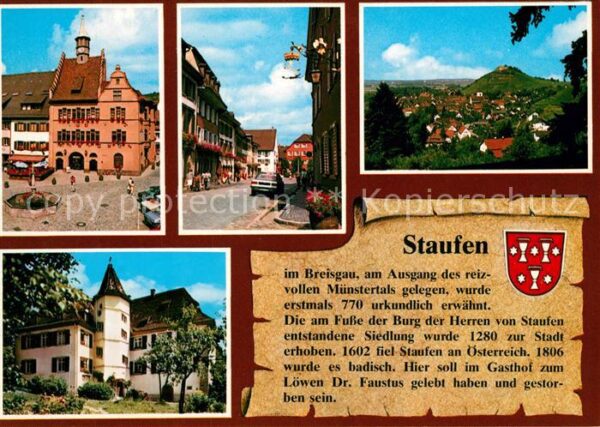 Staufen Breisgau Rathaus mit Marktbrunnen Hauptstrasse B