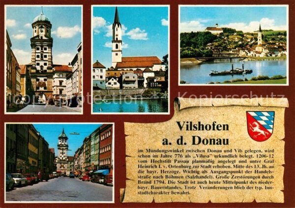 Vilshofen Donau Stadtturm Vils mit Stadtpfarrkirche Klo