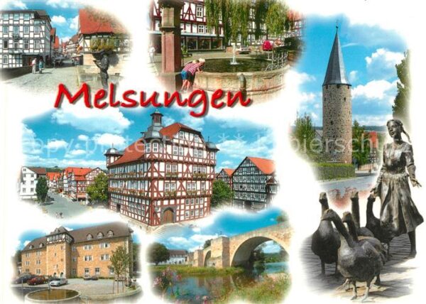 Melsungen Fulda Fachwerkhäuser Gänseliesel Turm Brunnen