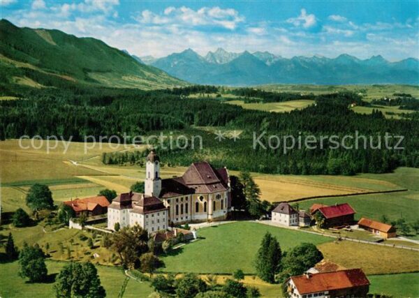 Steingaden Allgaeu Fliegeraufnahme Wieskirche