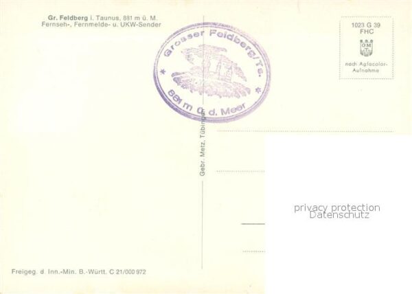 Grosser Feldberg Taunus Fliegeraufnahme Fernseh Fernmelde UKW S – Bild 2