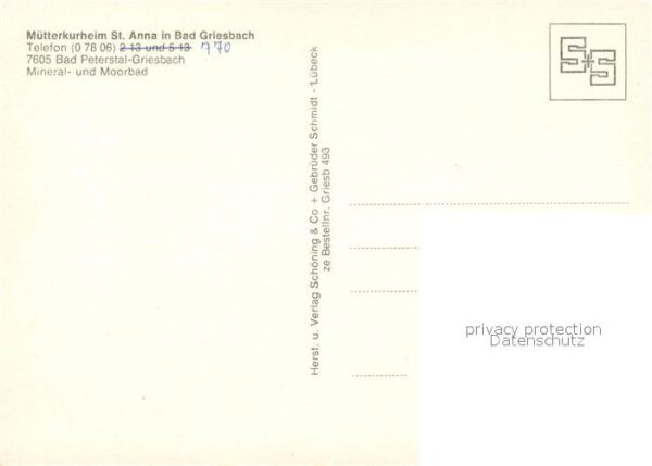 Bad Peterstal-Griesbach Mütterkurheim St Anna Mineralbad Moorba – Bild 2