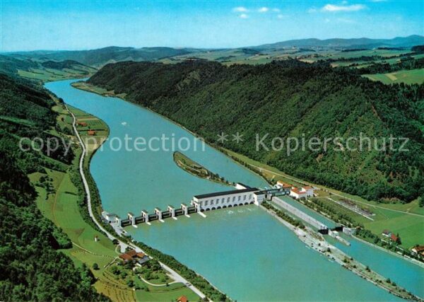 Jochenstein Niederbayern Donaukraftwerk Fliegeraufnahme