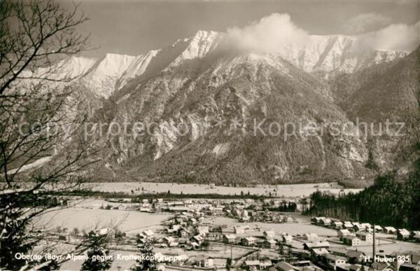 Oberau Loisach Winterpanorama gegen Krottenkopfgruppe