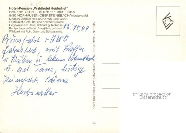 Obersteinebach Hotel Pension Waldhotel Heiderhof Resta – Bild 2
