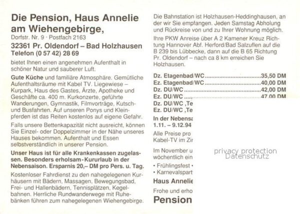 Bad Holzhausen Luebbecke Pension Haus Annelie am Wiehengebirge G – Bild 2