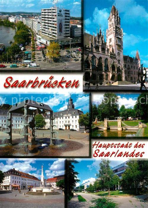 Saarbruecken Häuserpartie an der Saar Rathaus Platz