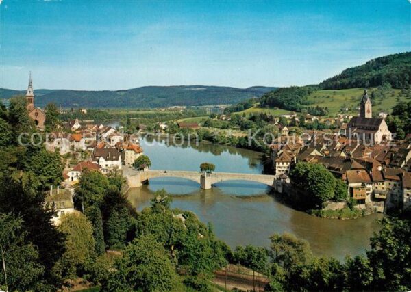 Laufenburg Baden Blick vom Dreispitz auf die Rheinbrücke