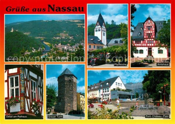 Nassau Bad Panorama Pfarrkirche Amtshaus Rathaus G