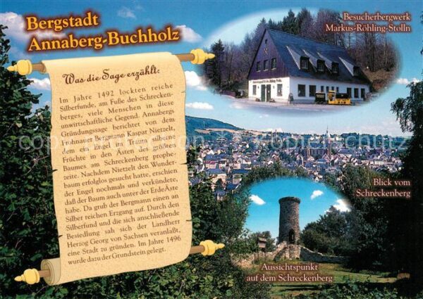 Annaberg-Buchholz Erzgebirge Besucherbergwerk Blick vom Schreckenber