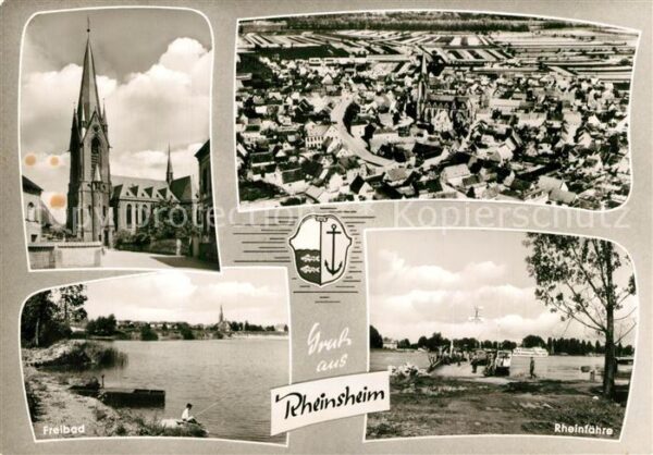 Rheinsheim Kirche Fliegeraufnahme Freibad Rheinfäh