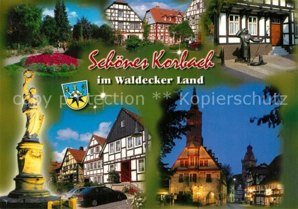 Korbach Park Fachwerkhäuser Statuen Kirche