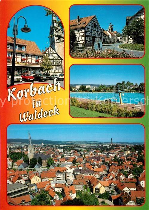 Korbach Kirche Strassenpartie Schwimmbad Fliege