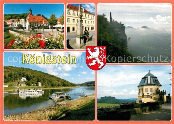 Koenigstein Saechsische Schweiz Postmeilensäule Blick vom Lilienstien