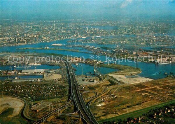 Hamburg Fliegeraufnahme Köhlbrandbrücke mit Haf