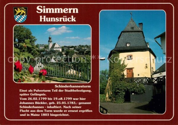 Simmern Hunsrueck Ortsansicht mit Kirche Schinderhannestu