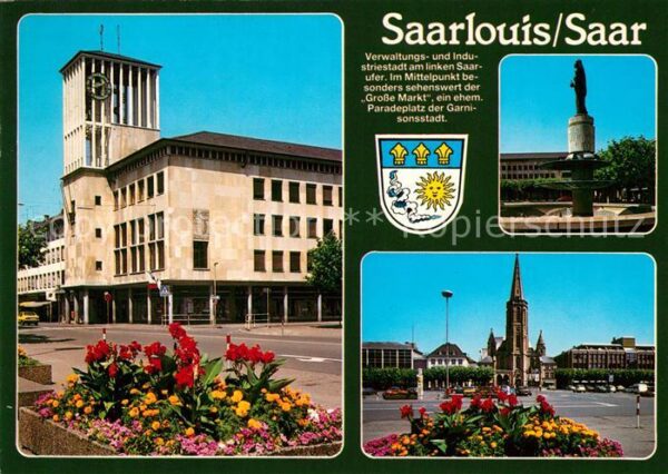 Saarlouis Rathaus Brunnen Platz St Ludwig Kirche