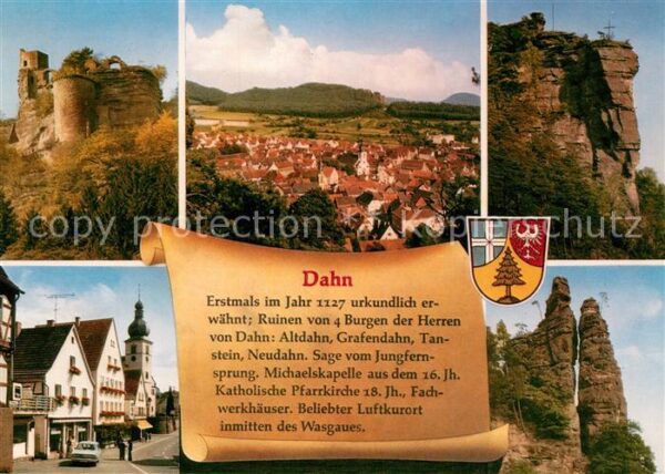 Dahn Burgruine Stadtpanorama Felsen Innensta