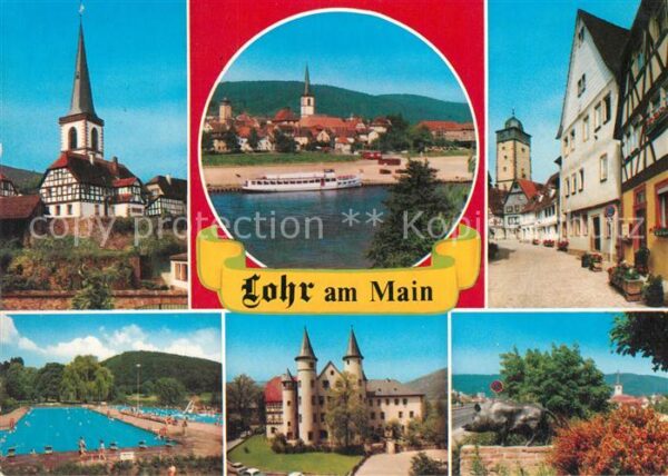 Lohr Main Kirche Blick über den Main Altstadt Bay