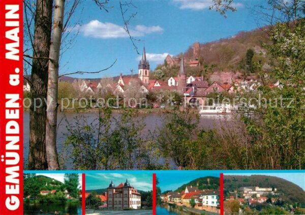 Gemuenden Main Ansicht vom Mainufer Schloss Kloster Bu
