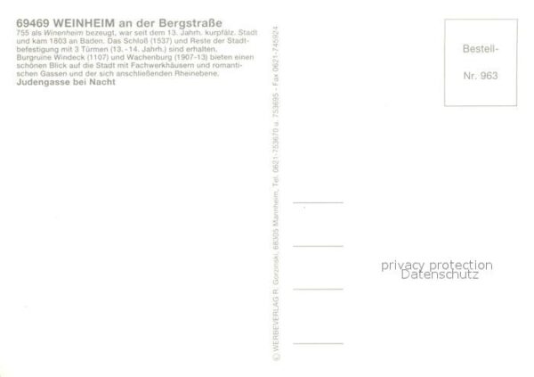 Weinheim Bergstrasse Judengasse bei Nacht Altstadt – Bild 2
