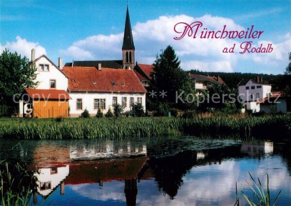 Muenchweiler Rodalb Bürgerpark Teich Blick zur Kirche