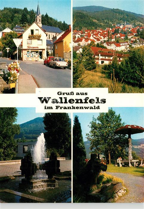Wallenfels Oberfranken Ortsmotiv mit Kirche Brunnen Pilz Rastp
