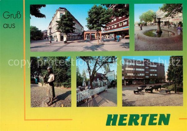 Herten Westfalen Marktplatz Innenstadt Brunnen Denkmal S