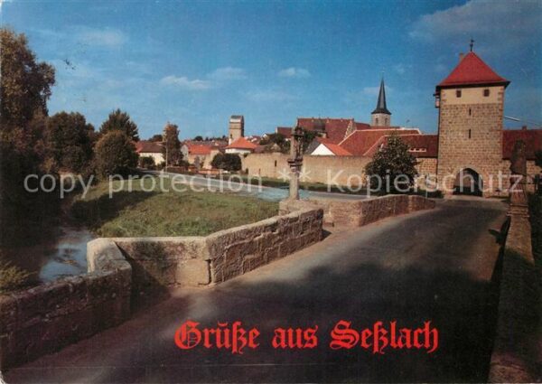 Sesslach Brücke Stadtmauer Torturm Landes und Bu