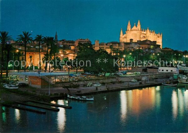 Palma de Mallorca Detalle nocturno del Puerto Catedral