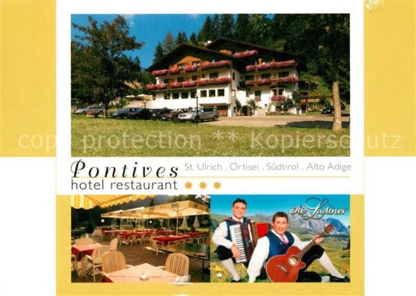 St Ulrich Groeden Tirol Hotel Restaurant Pontives Terrasse Musi