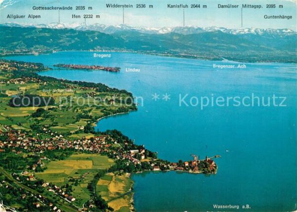 Wasserburg Bodensee Halbinsel Obersee Alpenkette Fliegerauf