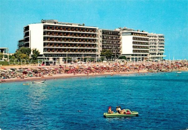 Rhodos Rhodes Aegaeis Strand Hotels Ansicht vom Meer aus
