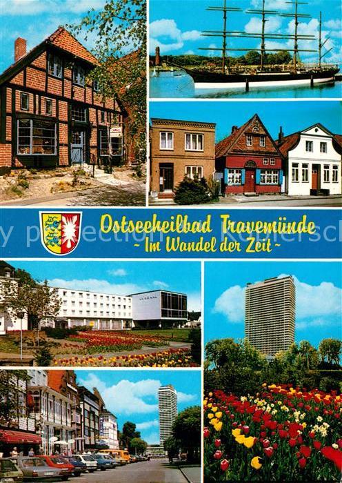 Travemuende Ostseebad Fachwerkhäuser Segelschiff Hochhaus