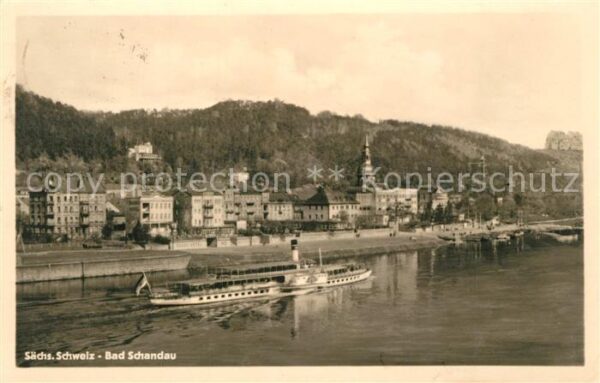 Bad Schandau Blick über die Elbe Elbedampfer Elbsand