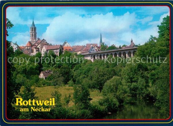 Rottweil Neckar Partie am Neckar Altstadt Kirche Brücke