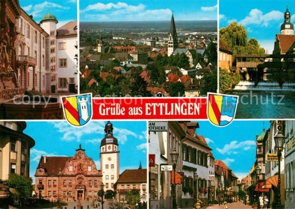 Ettlingen Schloss Wehr Innenstadt Platz Turm Stad