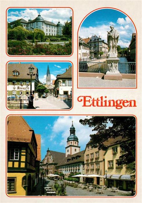 Ettlingen Schloss Innenstadt Strassencafes Brücke