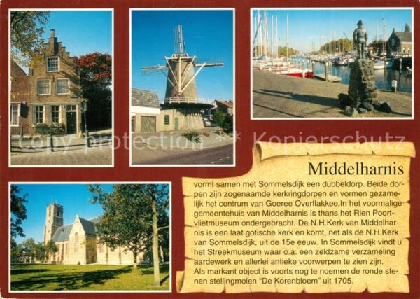 Middelharnis Giebelhaus Kirche Windmühle Hafen Denkm