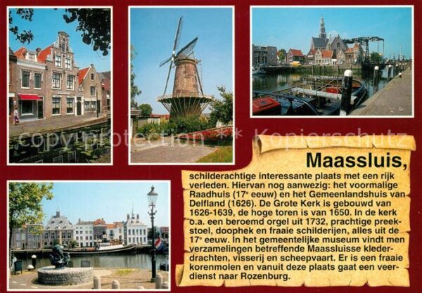 Maassluis Häuserpartie am Kanal Windmühle Hafen D