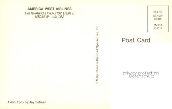 Flugzeuge Zivil American West Airlines DeHavilland DHC- – Bild 2