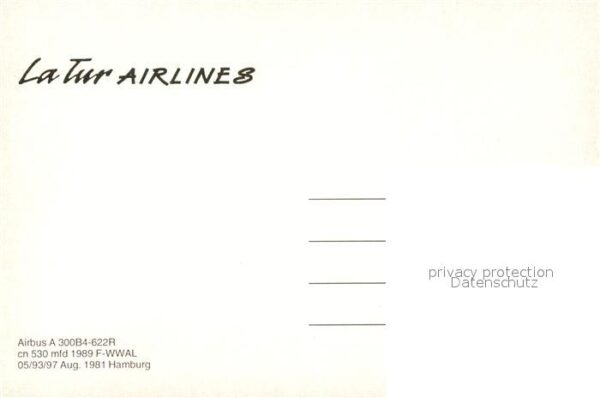Flugzeuge Zivil La Tur Airlines Airbus A300B4-622R cn 5 – Bild 2