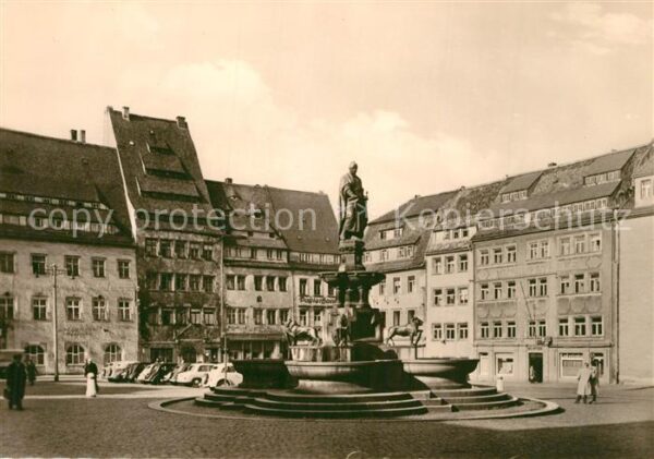 Freiberg Sachsen Obermarkt und Brunnendenkmal